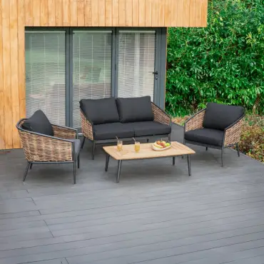 Cane Rattan Aluminium 2 Seater Sofa Lounging Set