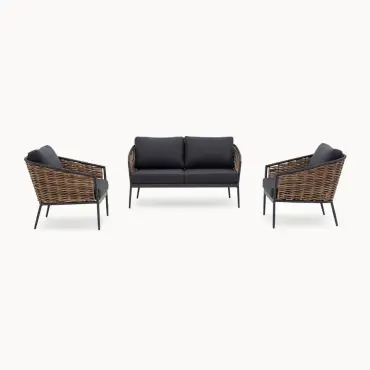 Cane Rattan Aluminium 2 Seater Sofa Lounging Set
