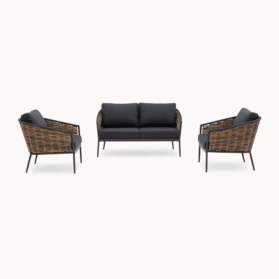 Cane Rattan Aluminium 2 Seater Sofa Lounging Set