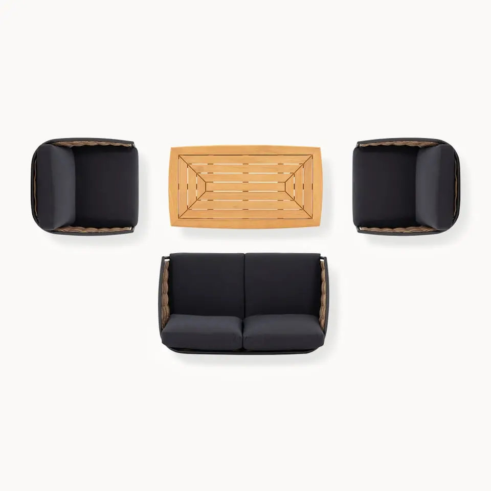 Cane Rattan Aluminium 2 Seater Sofa Lounging Set