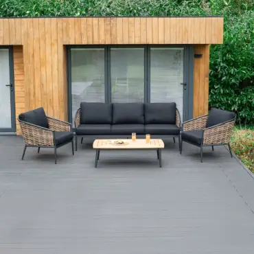 Cane Rattan Aluminium 3 Seater Sofa Lounging Set