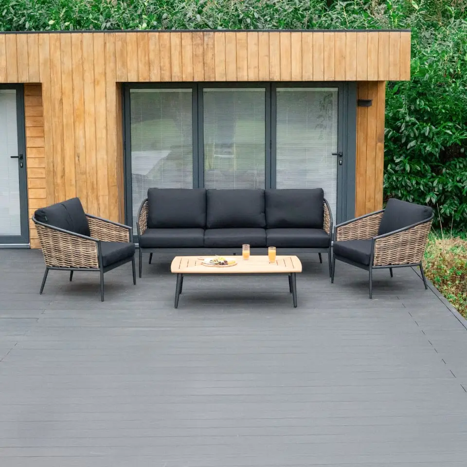 Cane Rattan Aluminium 3 Seater Sofa Lounging Set
