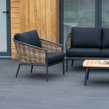 Cane Rattan Aluminium 3 Seater Sofa Lounging Set