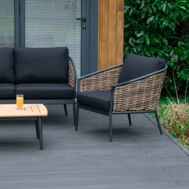 Cane Rattan Aluminium 3 Seater Sofa Lounging Set
