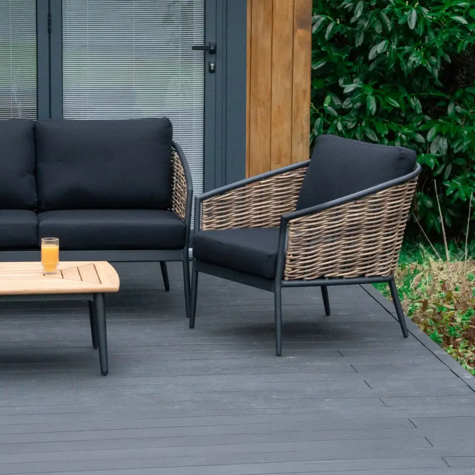 Cane Rattan Aluminium 3 Seater Sofa Lounging Set