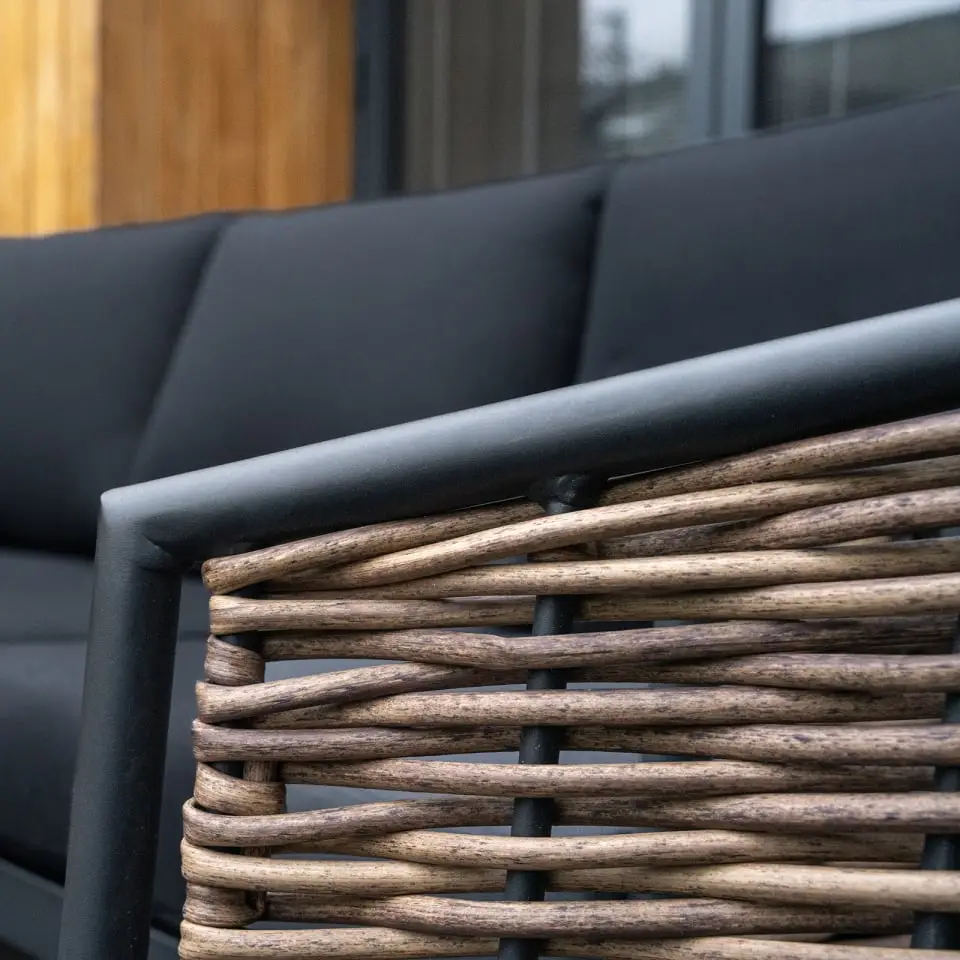Cane Rattan Aluminium 3 Seater Sofa Lounging Set