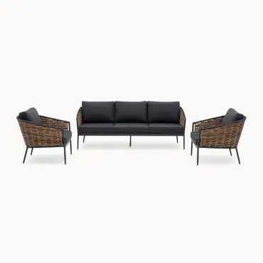 Cane Rattan Aluminium 3 Seater Sofa Lounging Set