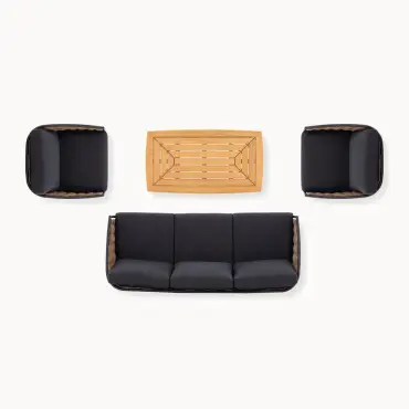 Cane Rattan Aluminium 3 Seater Sofa Lounging Set