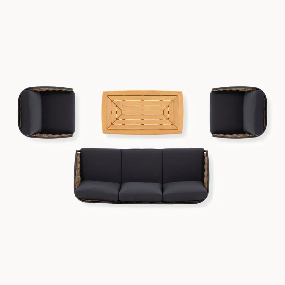 Cane Rattan Aluminium 3 Seater Sofa Lounging Set