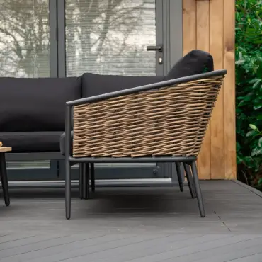 Cane Rattan Aluminium Corner Sofa Lounging Set