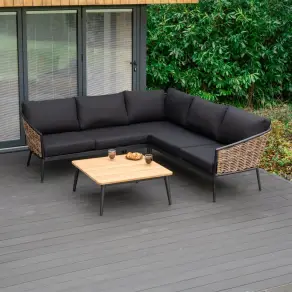 Cane Rattan Aluminium Corner Sofa Lounging Set