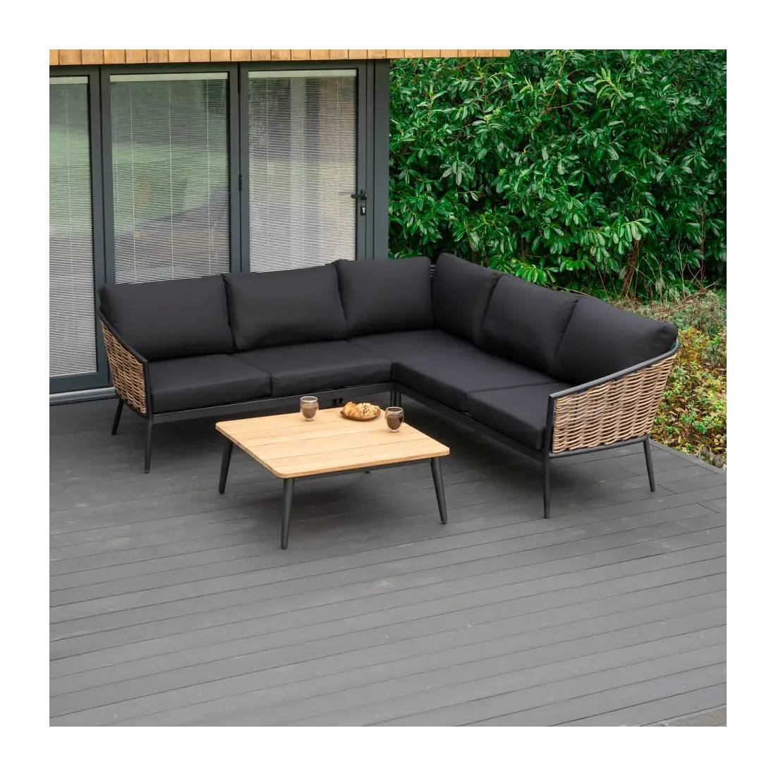 Cane Rattan Aluminium Corner Sofa Lounging Set Cane Rattan Aluminium Corner Sofa Lounging Set