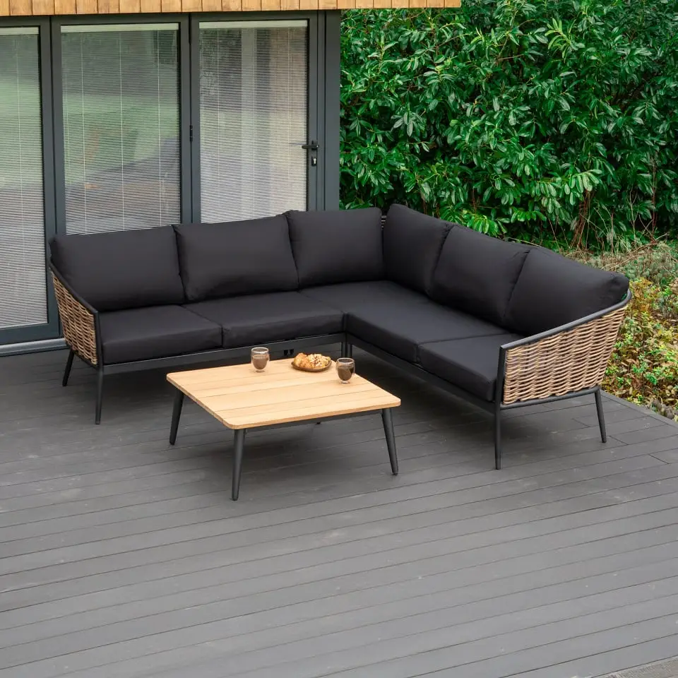 Cane Rattan Aluminium Corner Sofa Lounging Set