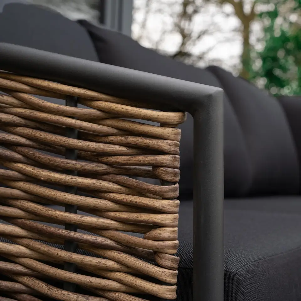 Cane Rattan Aluminium Corner Sofa Lounging Set