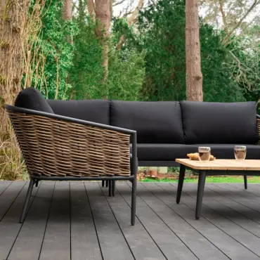 Cane Rattan Aluminium Corner Sofa Lounging Set