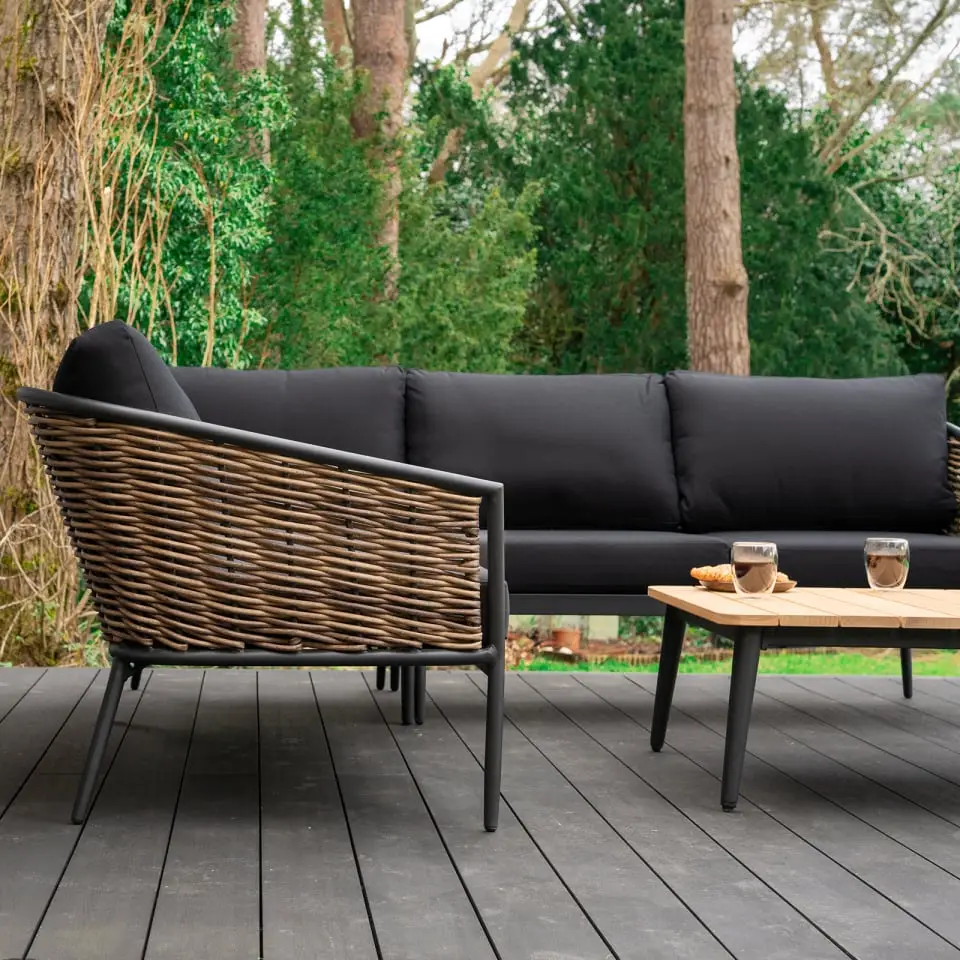 Cane Rattan Aluminium Corner Sofa Lounging Set