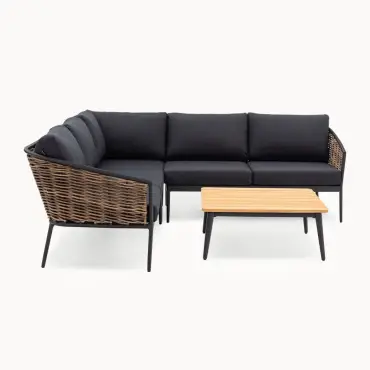 Cane Rattan Aluminium Corner Sofa Lounging Set