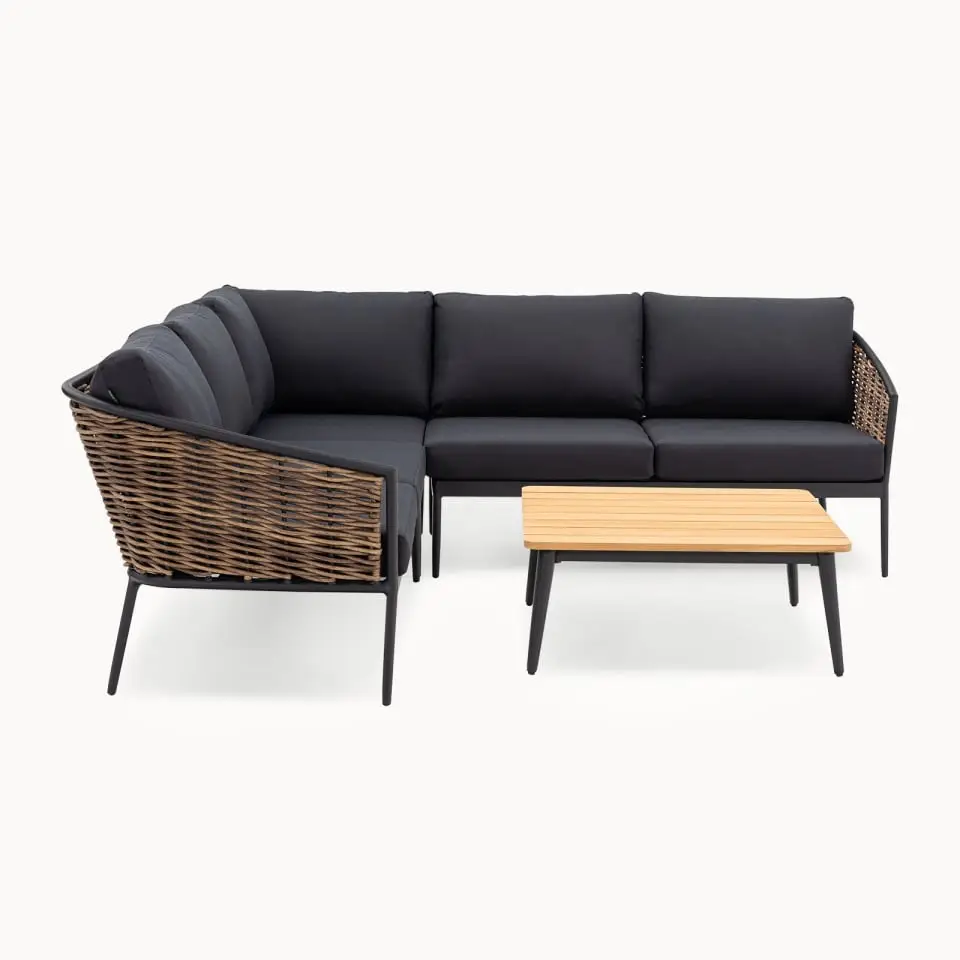 Cane Rattan Aluminium Corner Sofa Lounging Set