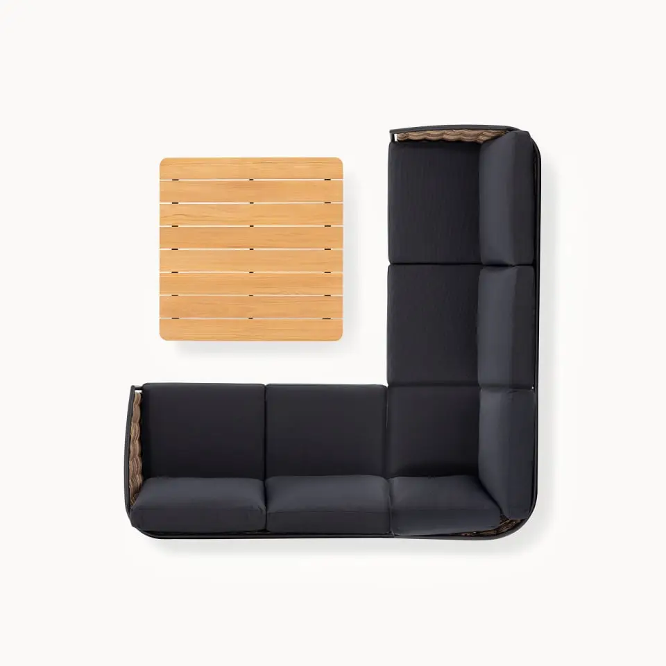 Cane Rattan Aluminium Corner Sofa Lounging Set