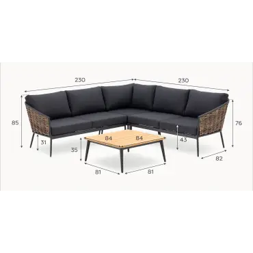 Cane Rattan Aluminium Corner Sofa Lounging Set