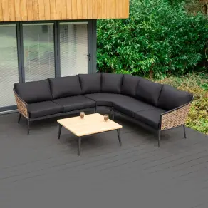 Cane Rattan Aluminium Curved Corner Sofa Lounging Set