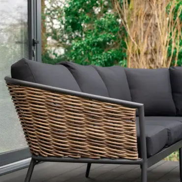 Cane Rattan Aluminium Curved Corner Sofa Lounging Set