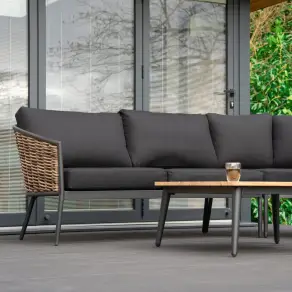 Cane Rattan Aluminium Curved Corner Sofa Lounging Set
