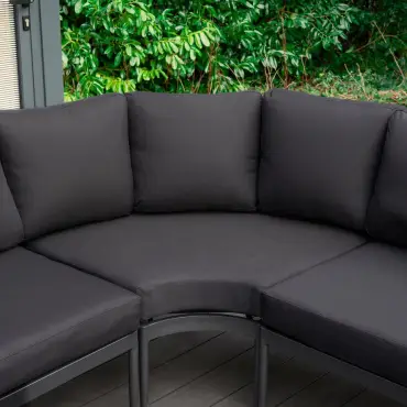 Cane Rattan Aluminium Curved Corner Sofa Lounging Set