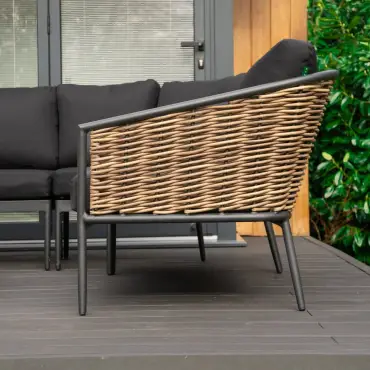 Cane Rattan Aluminium Curved Corner Sofa Lounging Set