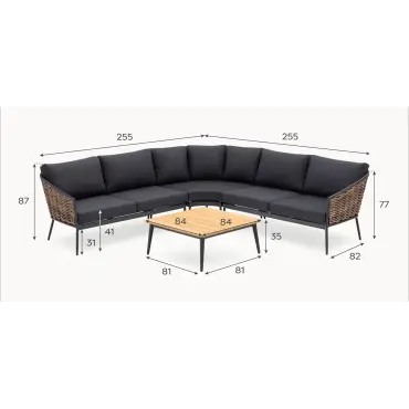 Cane Rattan Aluminium Curved Corner Sofa Lounging Set