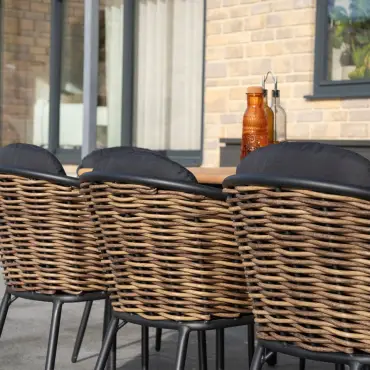Cane 8 Seat Rattan Aluminium Dining Set - Rectangular Table