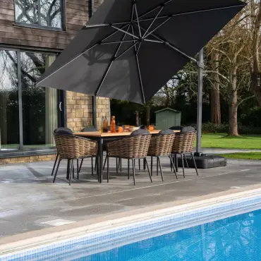 Cane 8 Seat Rattan Aluminium Dining Set - Rectangular Table