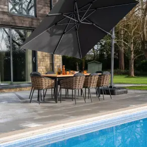 Cane 8 Seat Rattan Aluminium Dining Set - Rectangular Table