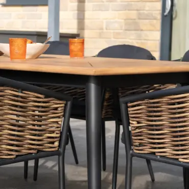 Cane 8 Seat Rattan Aluminium Dining Set - Rectangular Table