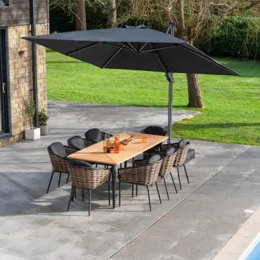 Cane 8 Seat Rattan Aluminium Dining Set - Rectangular Table