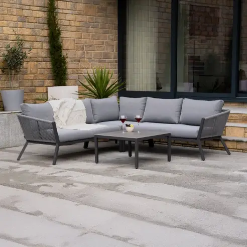 Darcey Rope Aluminium Corner Sofa Lounging Set Darcey Rope Aluminium Corner Sofa Lounging Set