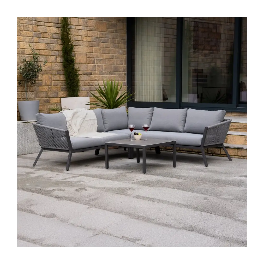 Darcey Rope Aluminium Corner Sofa Lounging Set Darcey Rope Aluminium Corner Sofa Lounging Set