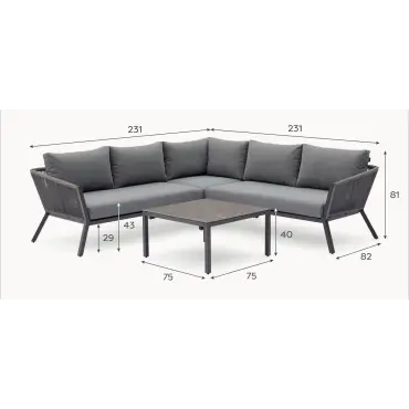 Darcey Rope Aluminium Corner Sofa Lounging Set