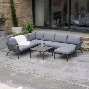 Darcey Rope Aluminium Large Corner Sofa Lounging Set