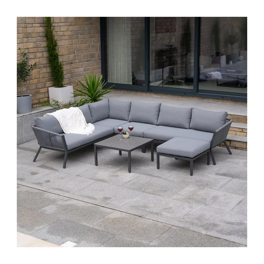 Darcey Rope Aluminium Large Corner Sofa Lounging Set Darcey Rope Aluminium Large Corner Sofa Lounging Set