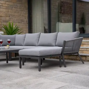 Darcey Rope Aluminium Large Corner Sofa Lounging Set