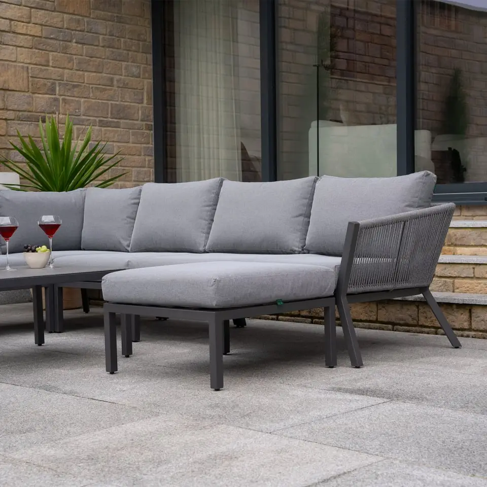 Darcey Rope Aluminium Large Corner Sofa Lounging Set