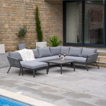 Darcey Rope Aluminium Large Corner Sofa Lounging Set