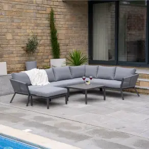 Darcey Rope Aluminium Large Corner Sofa Lounging Set