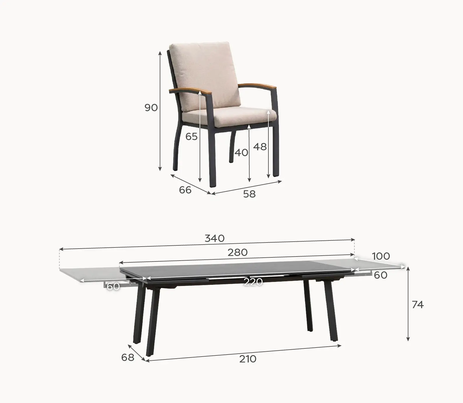 Leah 8-12 Seat Aluminium Dining Set - Rectangular Extending Table with 8 Chairs