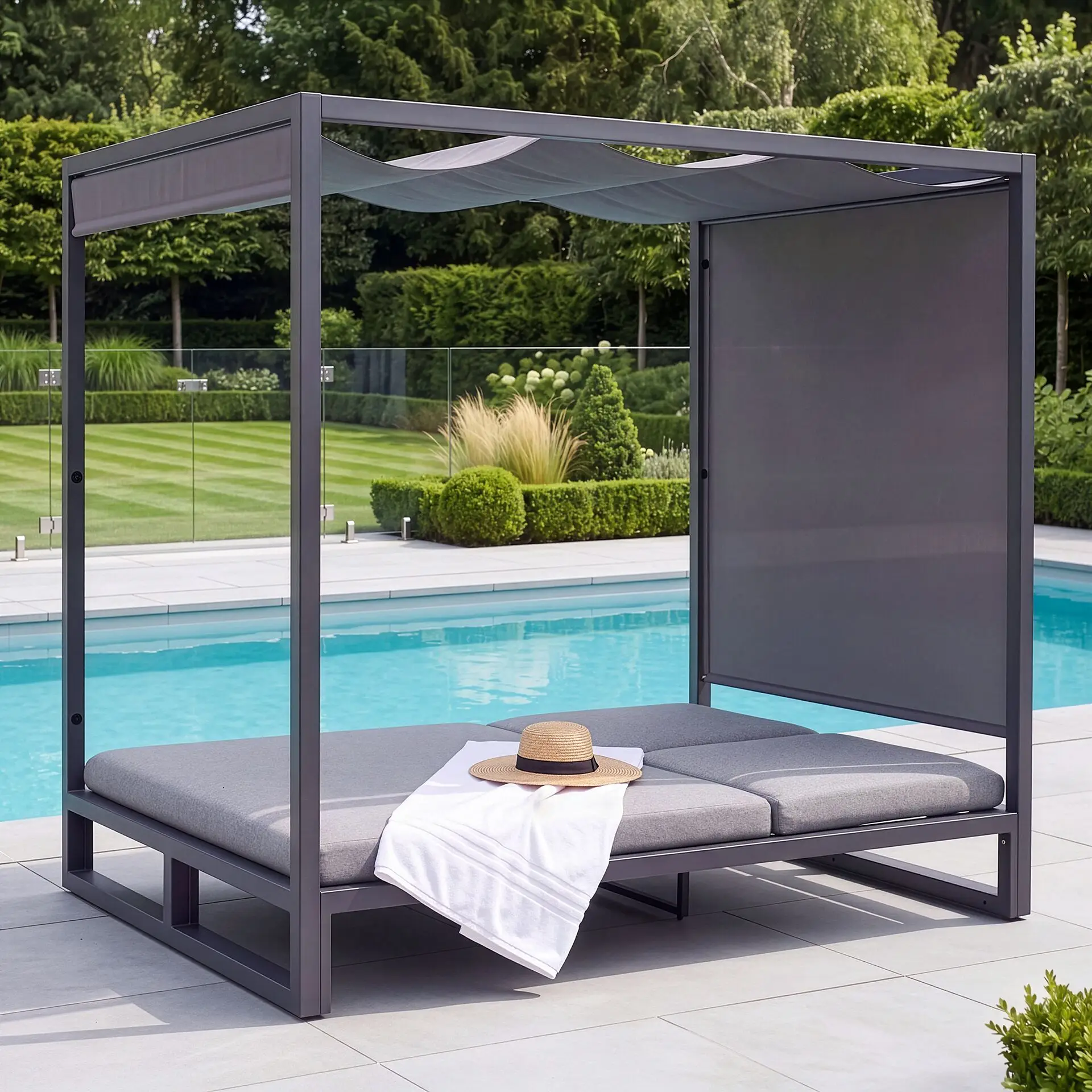 Allure Cabana Double Sunlounger - Zinc Grey