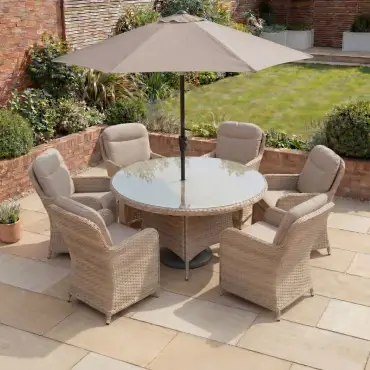 Audrey 6 Seat Rattan Dining Set - Round Table