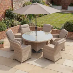 Audrey 6 Seat Rattan Dining Set - Round Table