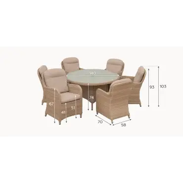 6 Seat Dining Set | Audrey Rattan Garden Set