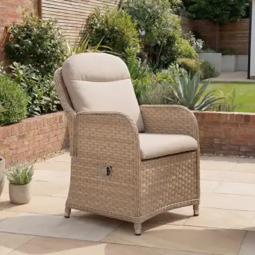 Audrey 6 Seat Rattan Reclining Dining Set - Round Table